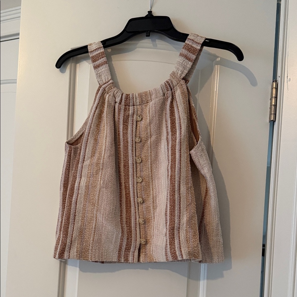 Madewell Texture & Thread  Striped Sleeveless Top with Button Detail